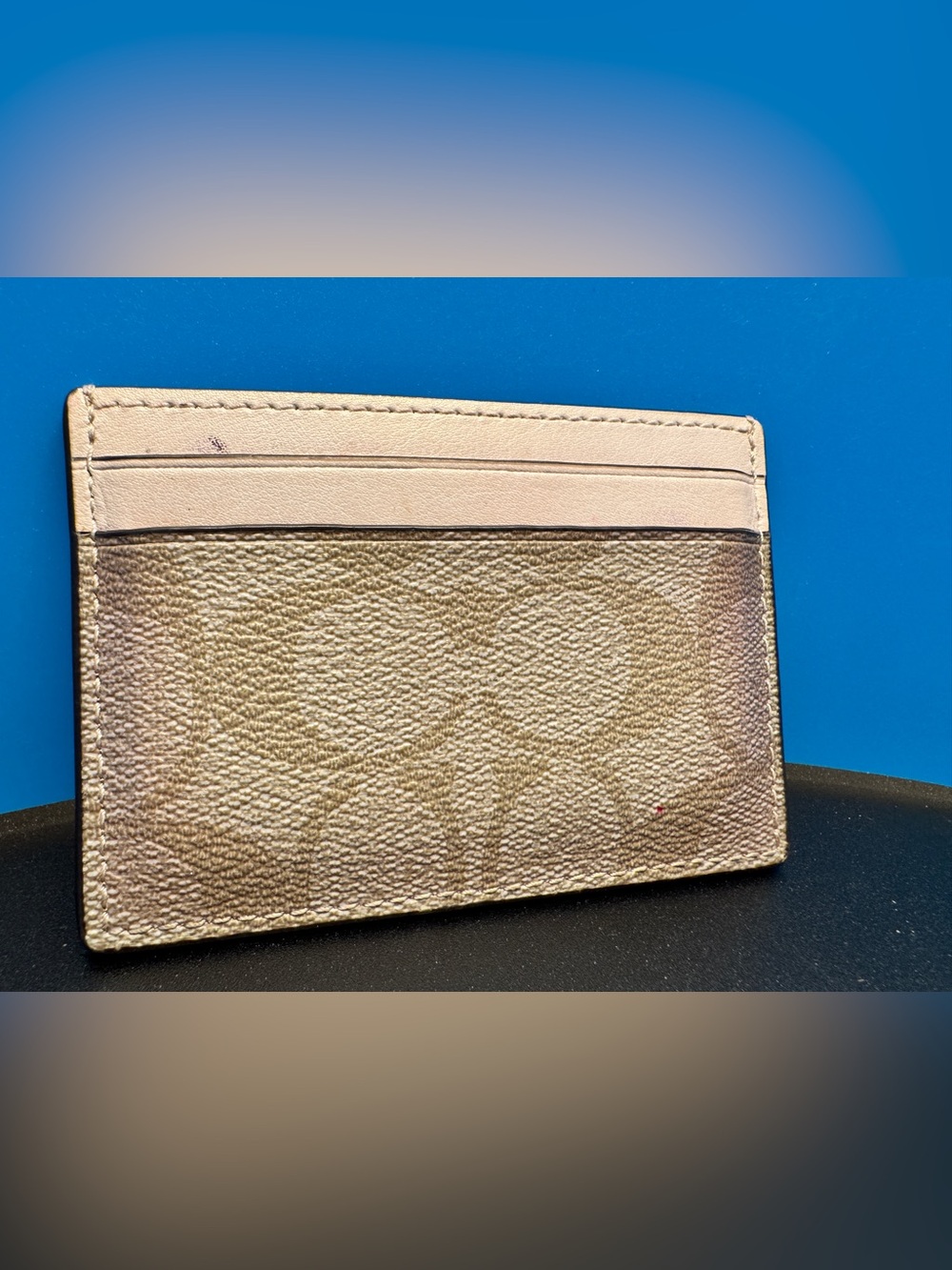 Coach Tan Signature Canvas Wallet with Light Cream Trim